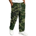 thumbnail image 3 of GrmtClth Mens Loose Fit Camo Cargo Trousers All Over Camo Print Multi Utility Pockets Drawstring Elastic Waist Street Casual Pants Green XL, 3 of 8