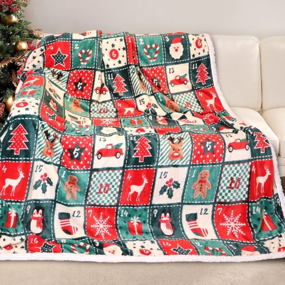 Gogreen Christmas Sherpa Fleece Twin Blanket for Couch Bed Sofa Adults -Soft and Warm Blanket for Winter, Thick and Fuzzy Throw Blanket (Twin - 60" x 80")