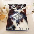 thumbnail image 5 of jejeloiu Nautical Aztec Bed Sheets,Cowhide Print Full Size Sheets For Boys,Blue Brown White,4-Piece,1 Flat Sheet, 1 Fitted Sheet and 2 Pillowcases, 5 of 6