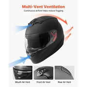 KFFKFF Full Face Motorcycle Helmet, Lightweight and Comfortable Adult Motocross Helmet with Clear Visor, Suitable for Street and Dirt Bikes - DOT Certified (M Size)
