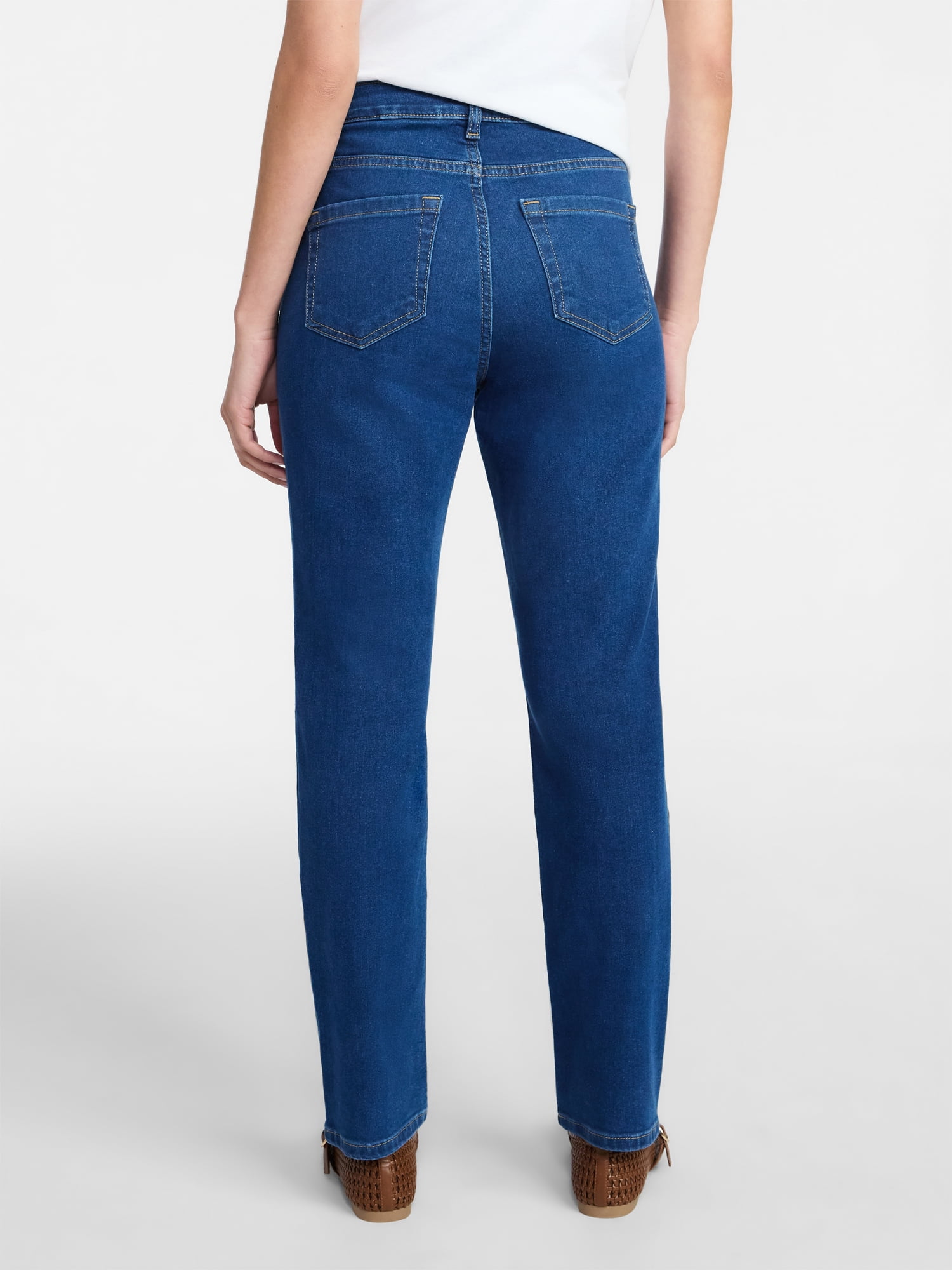 Time and Tru Women's High Rise Curvy Straight Leg Jeans, 29" Inseam, Sizes 0-22