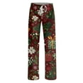 thumbnail image 4 of Fabrcox Christmas Graphic Pajama Pants Women Loose Fit Christmas Snowman Printed Drawstring Lightweight Women Loungewear Wine XXL, 4 of 6