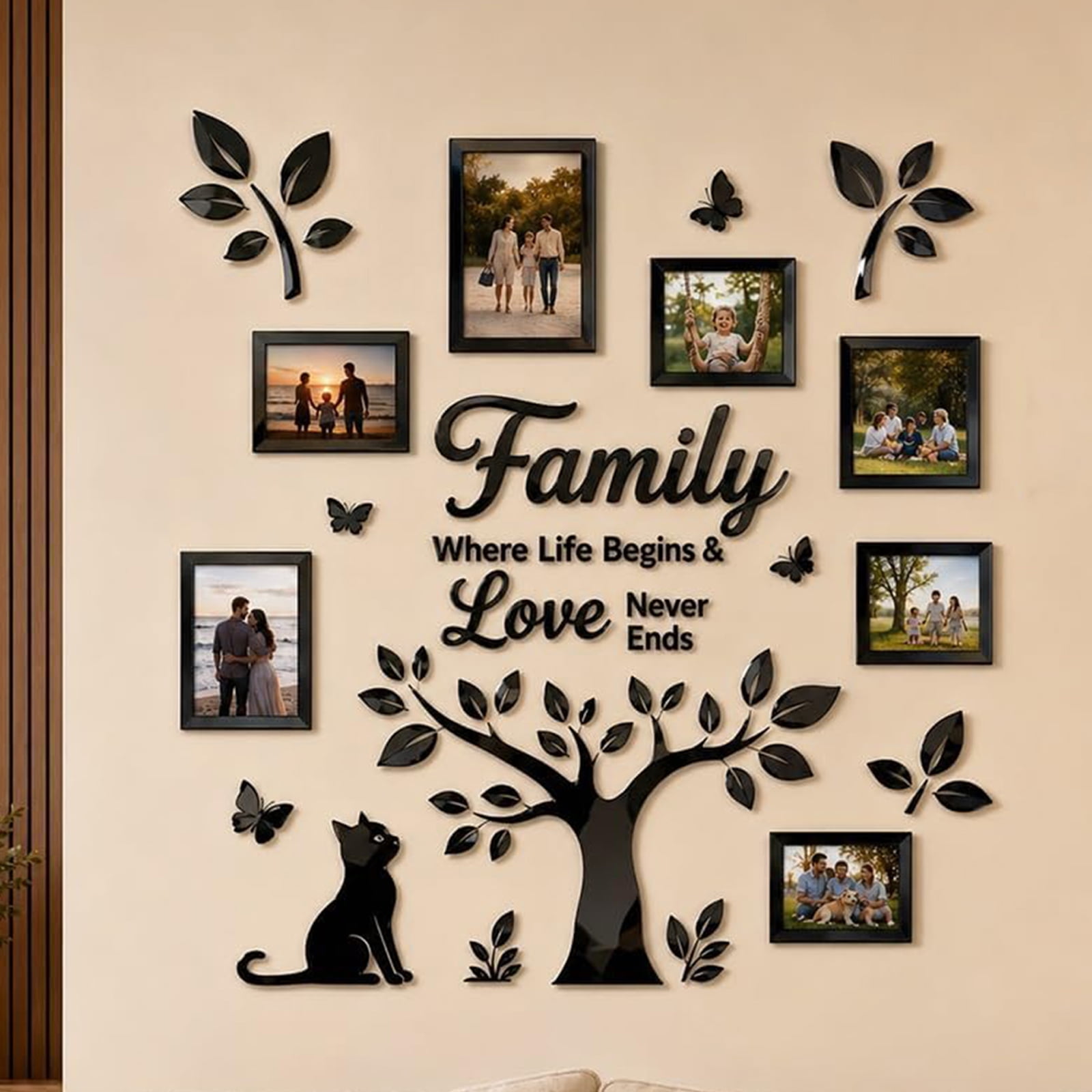 3D Family Tree Photo Frame Wall Sticker, Decal Living Room & Dining, Large Corner Photo Frame Decor Stickers, Cuadros para Sala