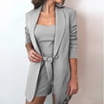 thumbnail image 5 of Scyoekwg Womens Suits Blazer and Pants Business Office Work 2 Piece Sets Long Sleeve Coat Shorts 2 Casual Two Piece Set Fashion Matching Outfits Suit (Gray,XXXL), 5 of 7