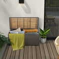 thumbnail image 4 of Gymax Patio Wicker Bench Deck Box w/ Acacia Wooden Seat Storage Bench Poolside Garden, 4 of 10
