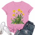 thumbnail image 2 of NAMTYQX Summer Tops Crewneck Short Sleeve Baggys Printed Print Simple Oversize Cool Lightweight Womens Tops Casual Pink Size XL, 2 of 4