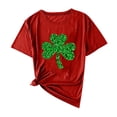 thumbnail image 3 of Felirenzacia Women's St. Patrick's Day Heart Shamrock Graphic T-Shirt Casual Crew Neck Short Sleeve Tunic Tee Top Red,XL, 3 of 5