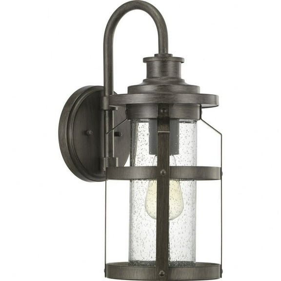 Progress Lighting Haslett 1-Light Medium Wall Lantern, Antique Pewter, Seeded Glass Shade