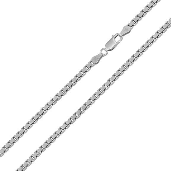 Rhodium Plated 925 Sterling Silver Box 060 Chain 3.1mm Made in Italy 22" Jewelry Female Unisex
