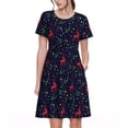 thumbnail image 1 of Disketp Christmas Deer para Vestido de Manga Corta para Mujeres, Vestidos de Verano para Mujeres, Casual y Holgado para la Playa, 1 of 6