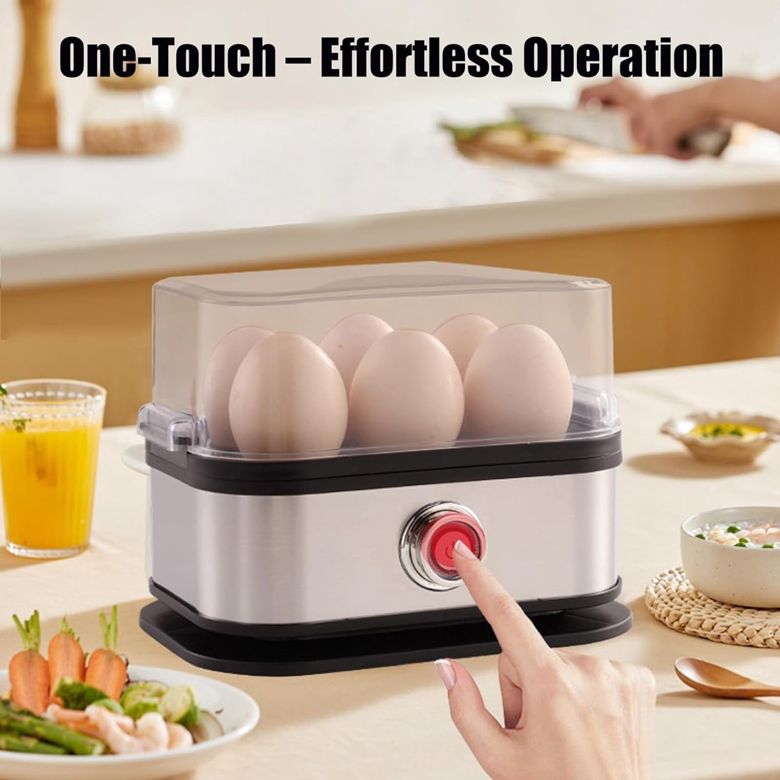 2025 Upgraded Square Egg Steamer, 200W Electric Cooker, Auto Shut-off, Easy Clean Multi-function Boiler for Soft Medium Hard Boiled Breakfast Eggs