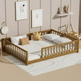 thumbnail image 6 of Full Floor Bed for Kids Toddlers, Solid Wood Multifunctional Montessori Bed Frame with Safety Guardrails, Without Door, Easy Assemble,Light Espresso, 6 of 7