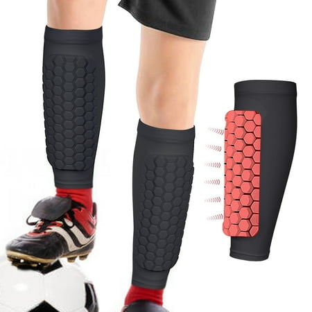 Linkidea Honeycomb Soccer Shin Guard for Youth Adult, Lightweight Football Shin Pad Sleeve, Breathable and Easy to Put On Soccer Protective Leg Pads (1 Pair / Black, M)