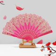 thumbnail image 4 of Byfri 6 Pack Gold Trim Floral Folding Hand Fans Clacking Handheld Fans for Line Dancing Weddings 43x24cm, 4 of 7