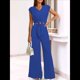 thumbnail image 4 of Conjuntos de Dos Piezas de Verano para Mujer 2025, Top Corto con Cinturón, Mangas y Cuello en V, Pantalones Anchos, Chándal Informal. Azul M, 4 of 7
