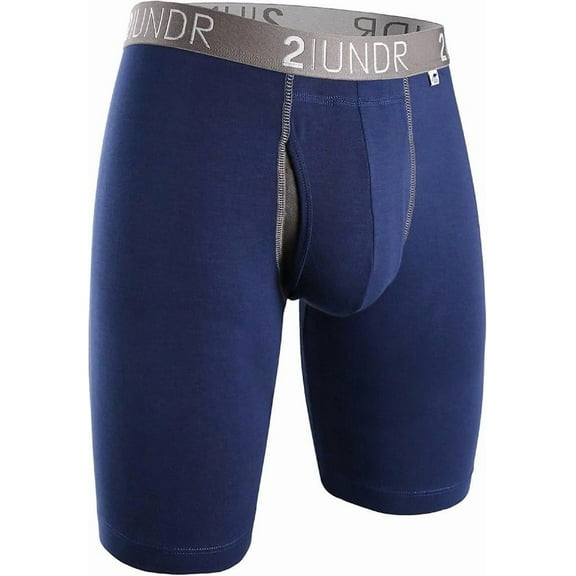 2UNDR Men's Swing Shift 9'' Boxer Brief Navy/Grey Small