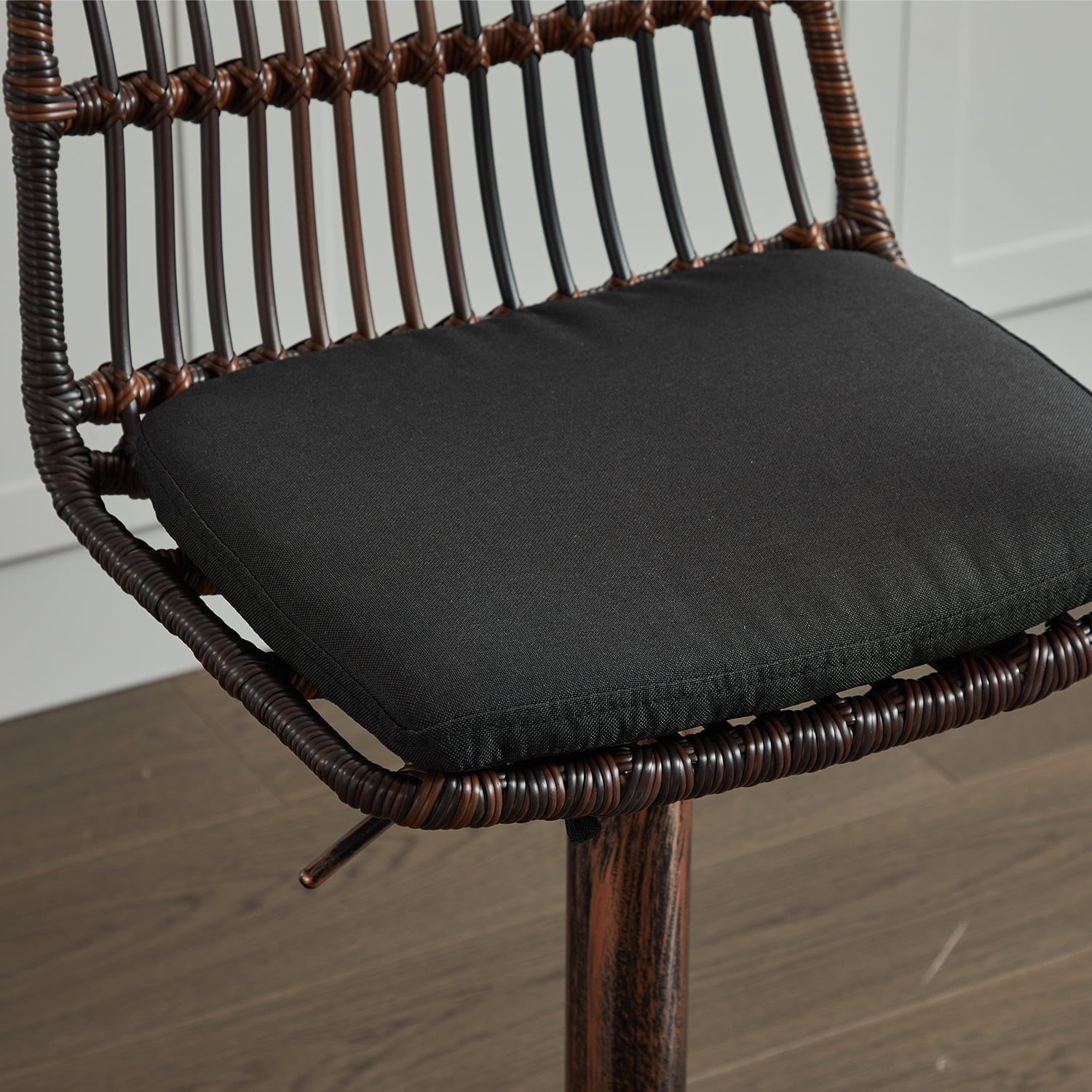 Demi Bonn 35" Counter Height Bar Stools Set of 2, Rattan Swivel Barstools with Back, Kitchen Island Countertop Chairs for Dining Room, Brown