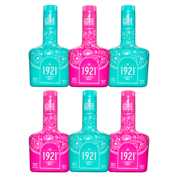 1921 Crema de Tequila 750ml | Caja 6 pz 1921 1921 Crema de Tequila Edición Irresistible Rosa Mexicano y Azul Maya