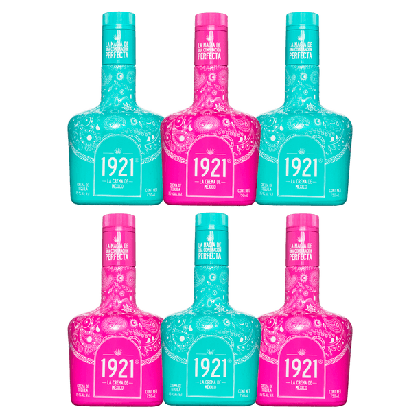 1921 Crema de Tequila 750ml | Caja 6 pz 1921 1921 Crema de Tequila Edición Irresistible Rosa Mexicano y Azul Maya