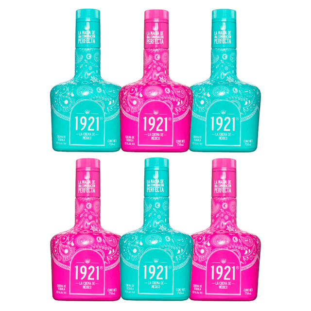 1921 Crema de Tequila 750ml | Caja 6 pz 1921 1921 Crema de Tequila Edición Irresistible Rosa Mexicano y Azul Maya
