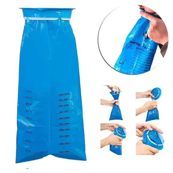 DESIGNICE 10 PCS Disposable Sealable Vomit Bags Emesis Bags for Emergency Barf Bags for Outdoor