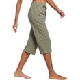 thumbnail image 3 of Wide Leg Casual Pants Women Solid Elastic Waist Capris, 3 of 4