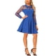 thumbnail image 4 of INSPIRE CHIC Vestido de fiesta con cuello plano de malla y mangas transparentes en azul real S, 4 of 5