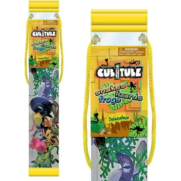 Cubitube Reptile Set by Deluxebase – 11 Mini Animal Figures with Accessories in Reusable Tube