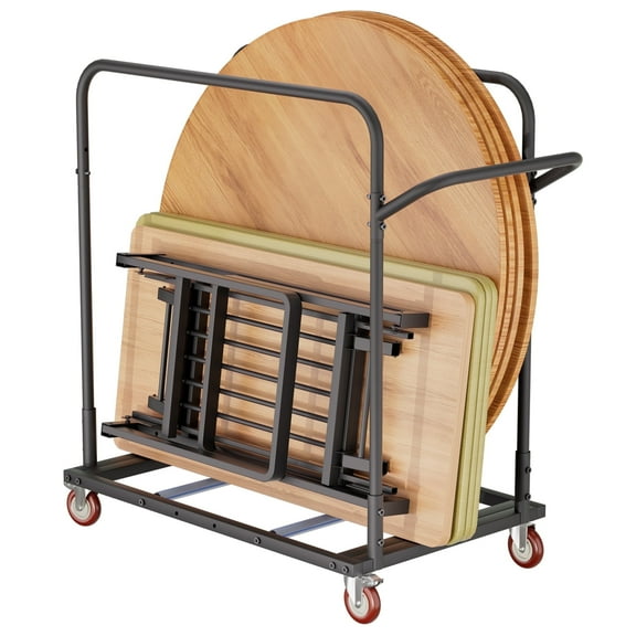 HOHYN  Folding Table Truck, 1800 Lb Ability Heavy-Duty Hand Cart With 5-Inch Swivel Wheels, Black Dolly For Garage, Home, Godown, Party Events, Hotel Furniture, Extra Large Ability