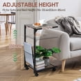 thumbnail image 6 of C Table with Wheels, Height Adjustable C Shaped End Table for Sofa & Bed, Movable Side Table for Laptop, Snacks & Books, MDF & Metal Frame with Storage Basket, 21"-33.4" Height Range, Easy Assembly, 6 of 8