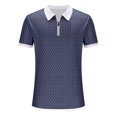 thumbnail image 4 of EWASWON Men's Short Sleeve Graphic Polo Shirt, Slim Fit Zip-Up Collar, Breathable Cotton Blend for Summer Casual Wear,Navy,Size 3XL, 4 of 6
