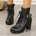 thumbnail image 2 of Oyedens Women's High Heels Combat Boots Vintage Lace Dress Pump Ankle Booties for Women Winter Fall, 2 of 7