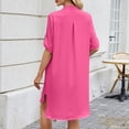 thumbnail image 5 of OSOLU Dresses Women Spring/summer Solid Color Loose Shirt Dress Mid Sleeve Button Dress Lovely Sundress Wedding Guest Dress, 5 of 5