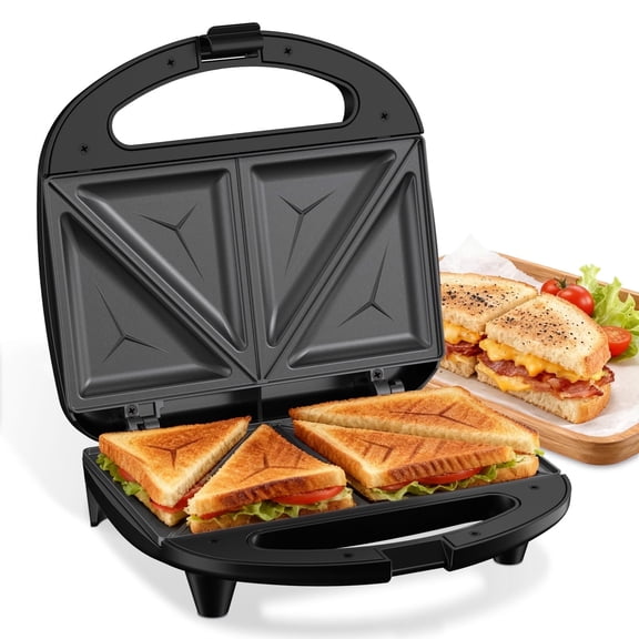 OSTBA 2-Slice Sandwich Maker, 750W Grilled Cheese & Toasted Sandwich Machine, Non-Stick Plates, Cool-Touch Handle, Indicator Lights, Compact