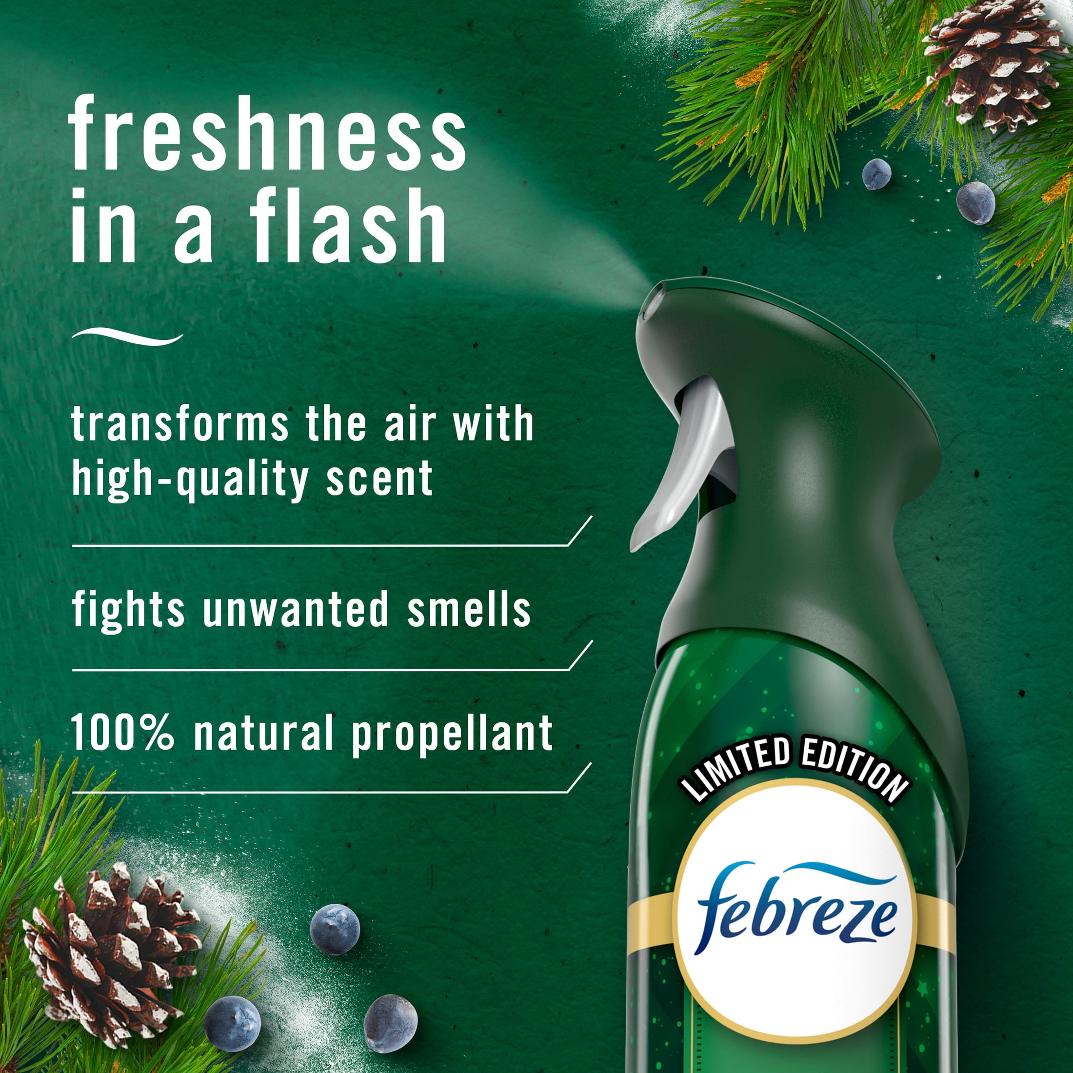 Febreze Odor-Fighting Air Freshener Spray, Room Spray, White Pine & Juniper Berry Air Mist, 8.1 oz, 2ct