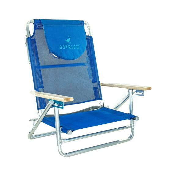 Open Box Ostrich South Beach Sand Chair, Outdoor Camping Pool Recliner, Blue