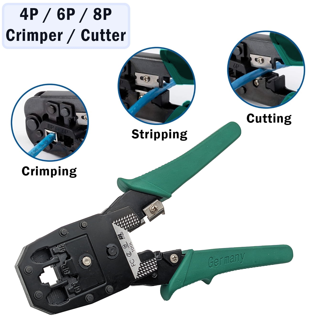 9-in-1 Network Toolkit with RJ45 Ethernet Crimping Tool, Krone Type Punch Down Tool, Networking Cable Tester, RJ45 Connectors, and Wire Strippers with Carrying Case