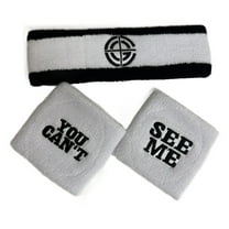 John Cena You Can't See Me Chaingang Black White Headband Wristband Set