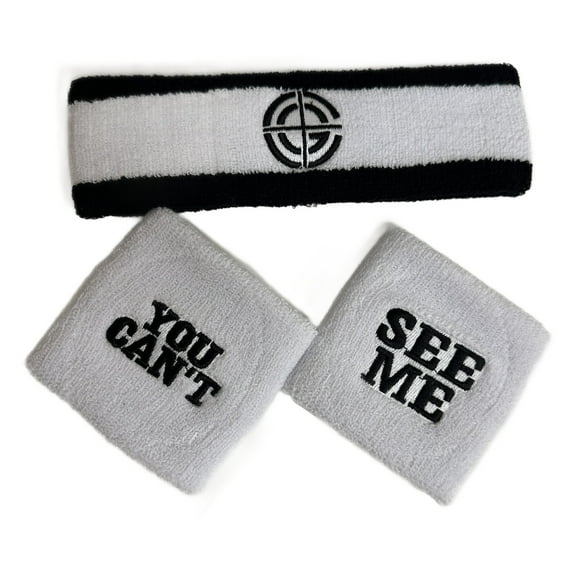 John Cena You Can't See Me Chaingang Black White Headband Wristband Set
