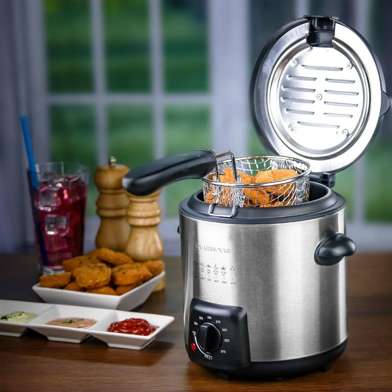  OVENTE Electric Deep Fryer 2 Liter Capacity, 1500 Watt Lid with  Viewing Window and Odor Filter, Adjustable Temperature, Removable Frying  Basket Easy to Clean Stainless Steel Body, Silver FDM2201BR : Home