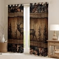 thumbnail image 2 of Camo Moose Curtains Drapes Rustic Tree Camouflage Window Curtains 42"Wx63"L Woodland Hunting Animal Curtains Men Farmhouse Wood Board Pine Tree Wildlife Curtains 2 Panels, 2 of 6