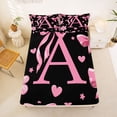 thumbnail image 5 of Erosebridal Letter A Monogrammed Queen Sheet Sets,Pink Ribbon Bow Girls Bed Set For Kids 4pcs, 5 of 6