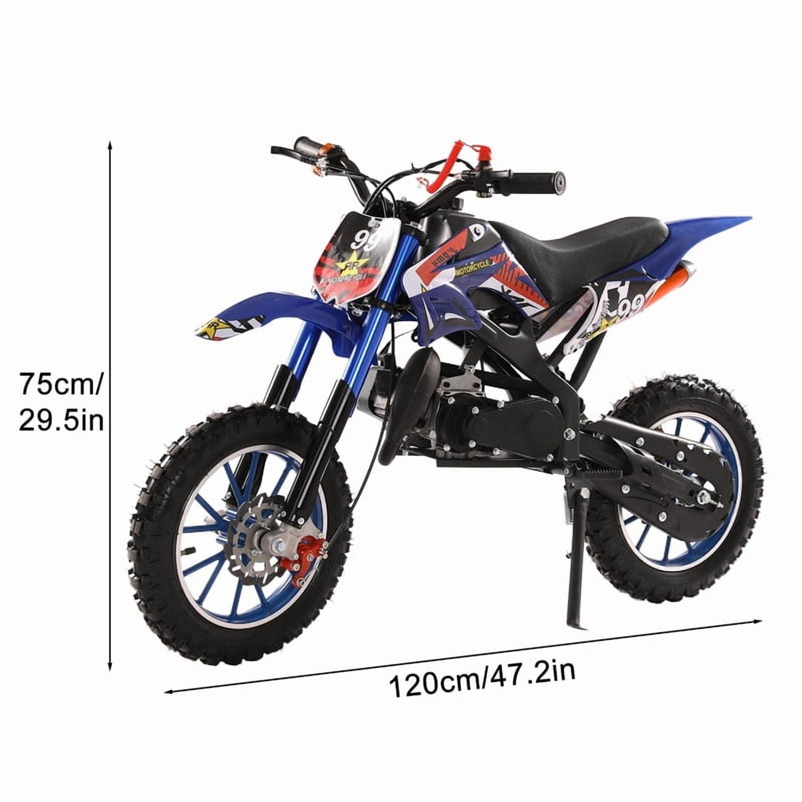 49cc Dirt Bike for Adults & Kids, Mini Bike Gas Powered Off Road Trail Bike with Speeds up to 25 MPH for Uphill and Off-Road Conditions, 2-Stroke