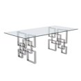 thumbnail image 3 of 79"L x 40"W Glass Dinette Set with 4 Chairs and Silver Stainless Steel Base, 3 of 4