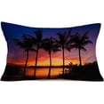 thumbnail image 4 of Tropical Summer Beach Pillow Covers 12x20 Inch Hawaii Plant Exotic Sunset Landscape Coconut&nbsp;Palm Tree Throw Pillow Cases Cotton Linen Ocean Watercolor Home Outdoor Decor Cuhsion Cover 4 Pack, 4 of 6