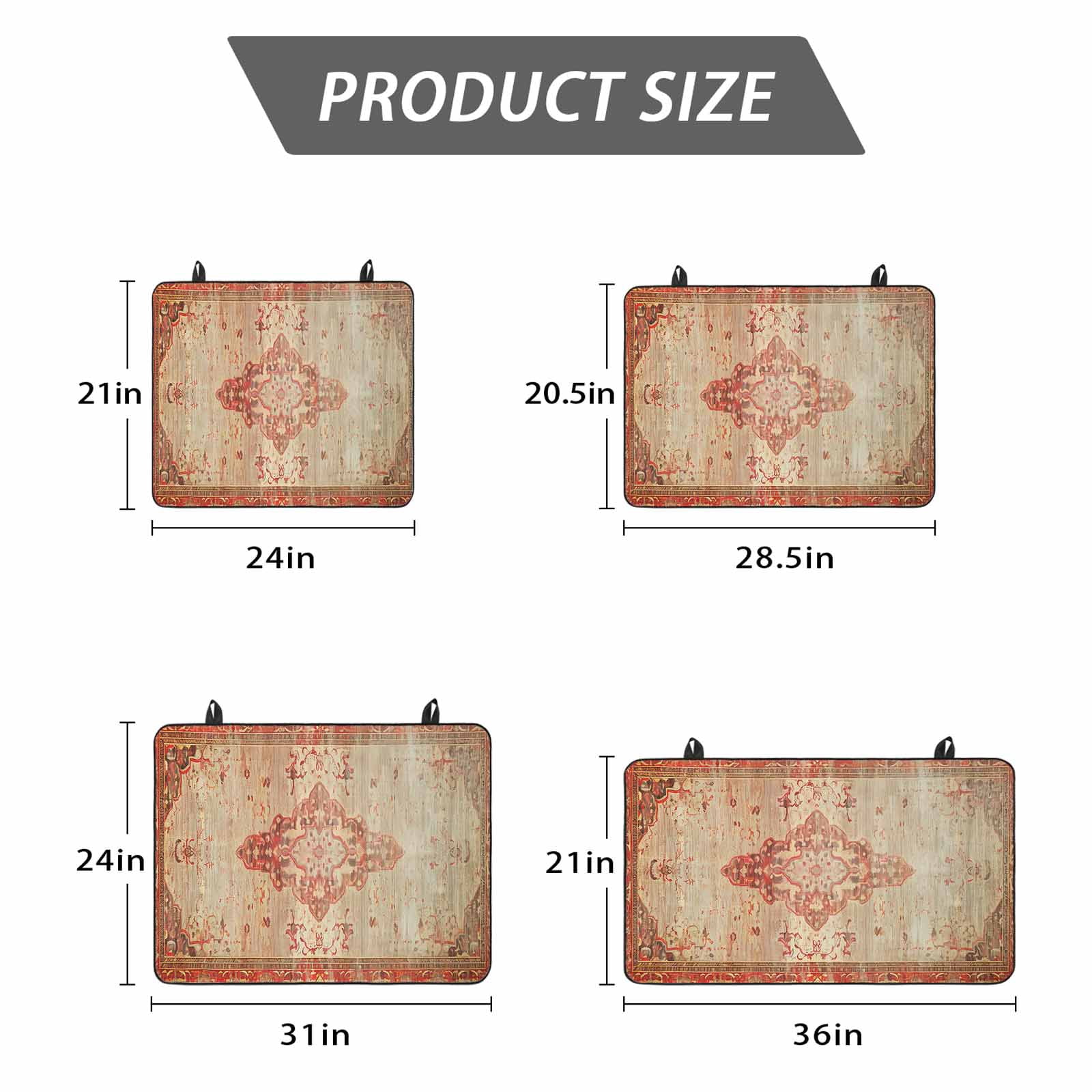 Red Beige Stove Top Cover for Electric Stove, Heat-proof & Non Slip Glass Top Stove Cover Protector, Vintage Boho Ethnic Geometric Abstract Art Kitchen Flat Cooktop Rubber Mat 24x21 Inches
