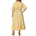 thumbnail image 4 of Vestido largo A línea bohemio de media manga en V para mujer de tallas grandes Agnes Orinda 1X amarillo, 4 of 8