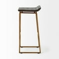 thumbnail image 3 of Mercana Givens 30.25" Seat Height Brown Wood Seat Gold Metal Base Stool, 3 of 7