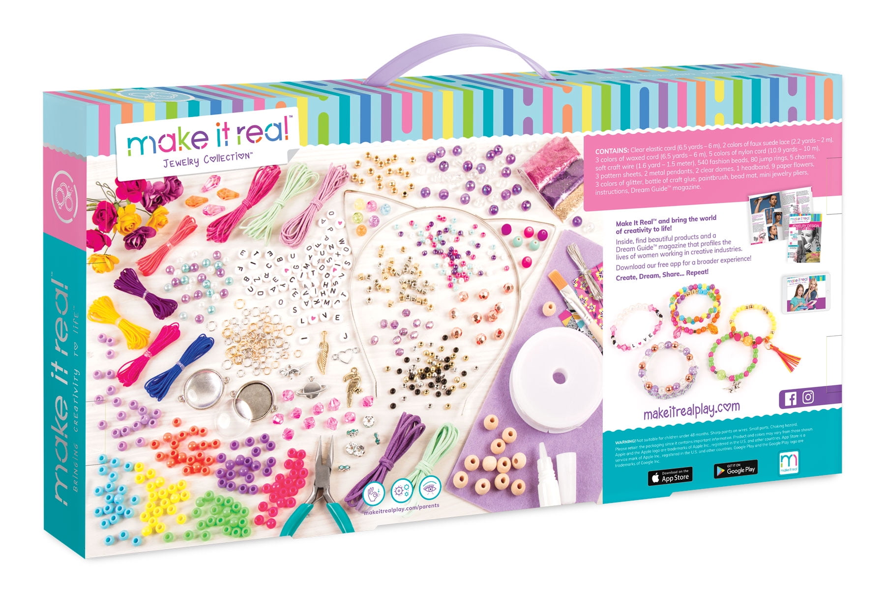 Arts and Crafts Kit Guides Kids to Design and Create Beautiful Bracelets DIY Tween Girls Jewelry Making Kit and Headbands Mega Jewelry Set Make It Real Necklaces