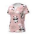 thumbnail image 3 of Wukai Panda Casual V-Neck Graphic Tees for Women: Lightweight and Breathable Summer Tops with Stylish Design-X-Large, 3 of 8